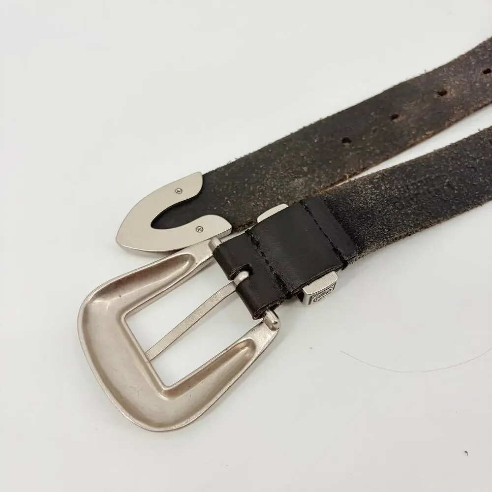 Urban Outfitters Leather Westerm Bels Sz S Silver Engraved Buckle Festival Boho